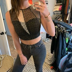 Yigal leather trimmed crop top